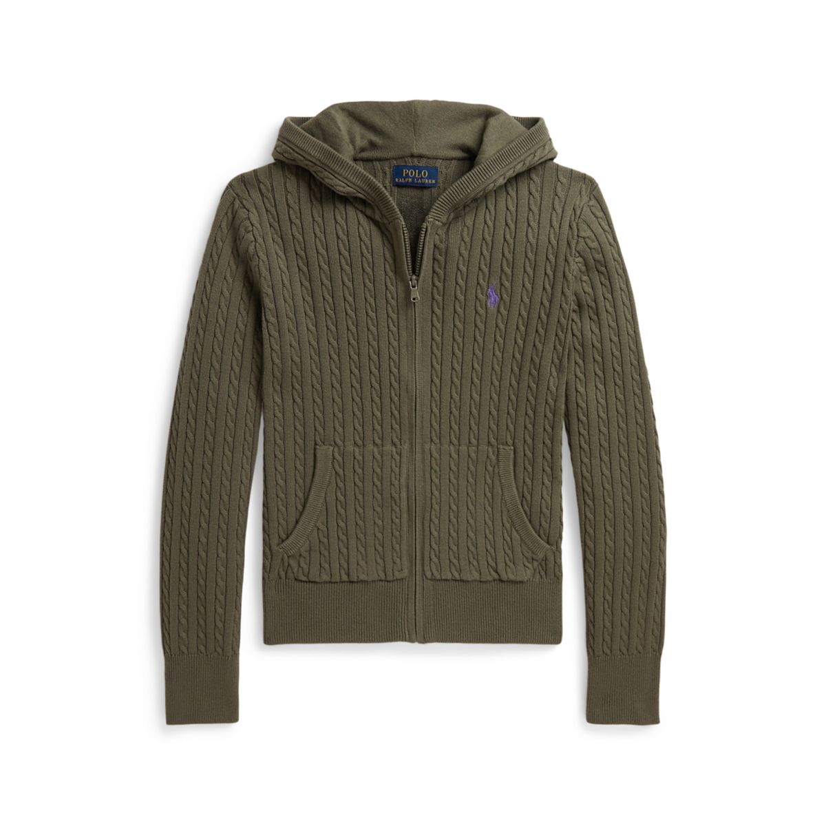 Girls 7-16 Mini-Cable Cotton Full-Zip Hoodie - 4