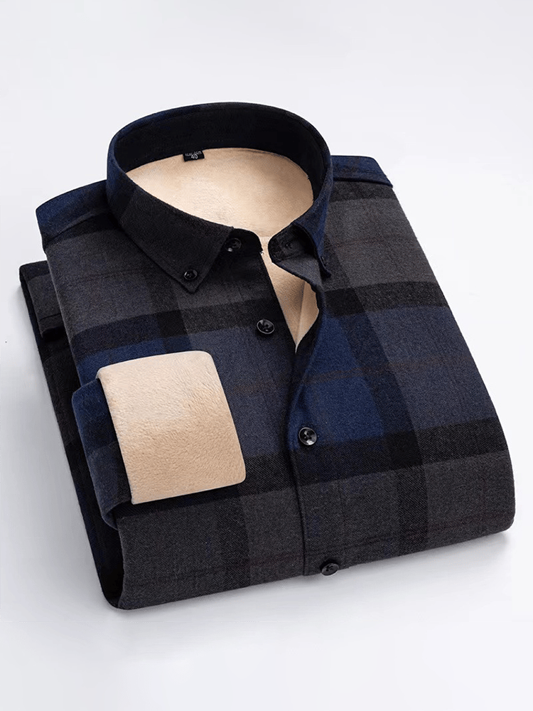 Camisa 100% de algodón plus polar de manga larga ejecutivo para hombre