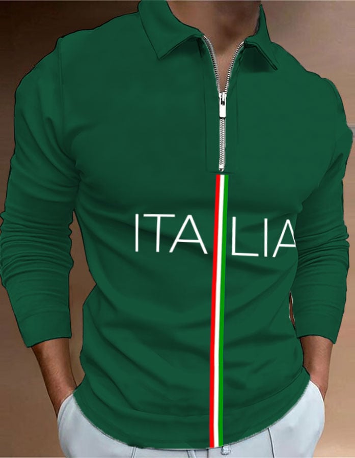 Camisa polo "Italy" estampado con cierre para hombre