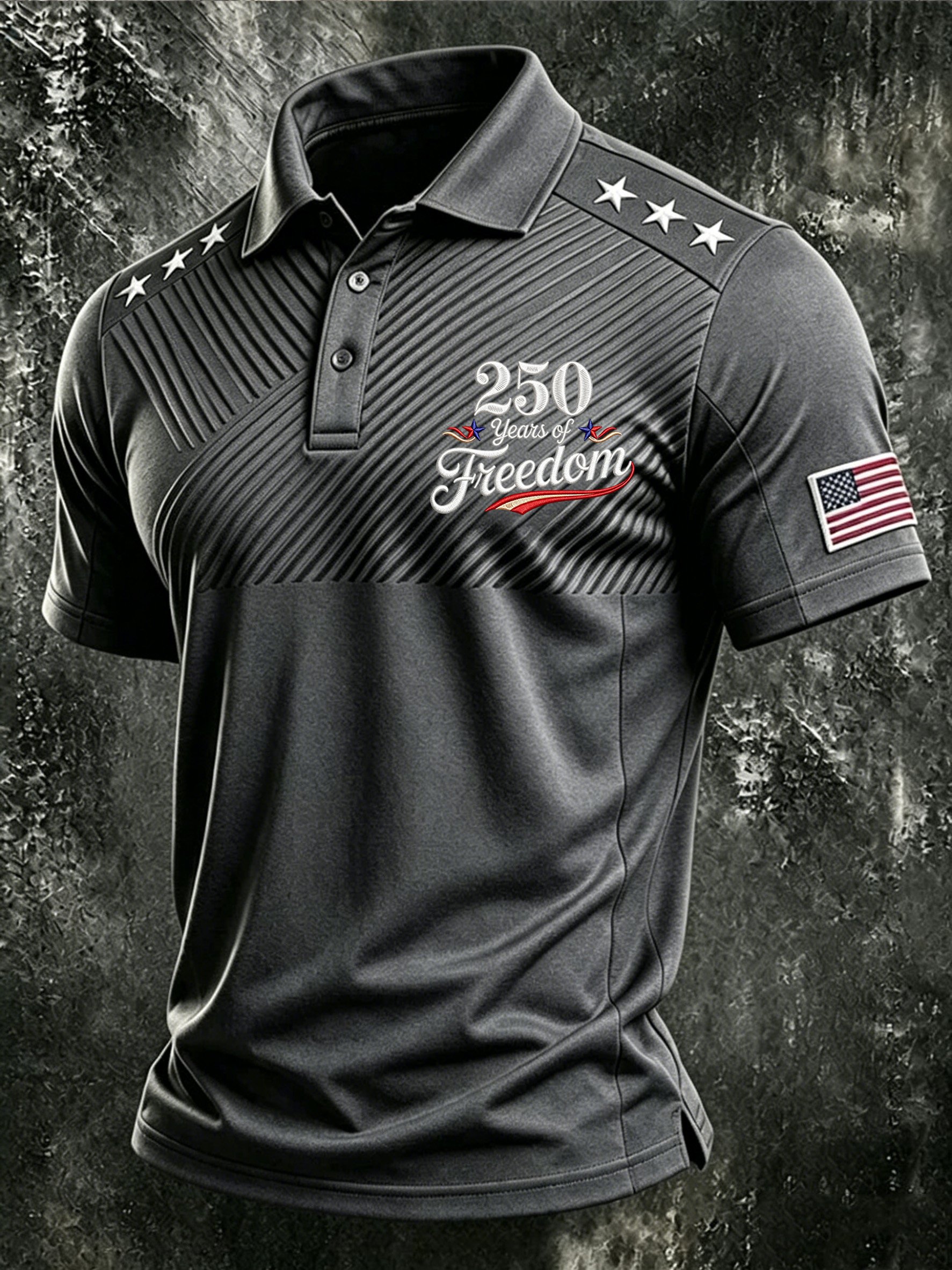 Camisa polo American Flag estampado para hombre