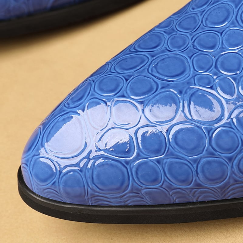 Zapatos elegantee Embossed Pointed Toe Patent cuero para hombre