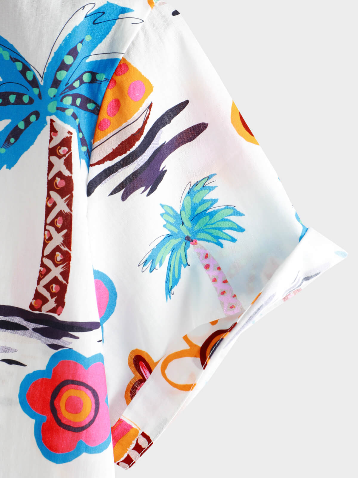 Camisa de algodón Tropical estampado Summer Hawaiian Button Up de manga corta para hombre