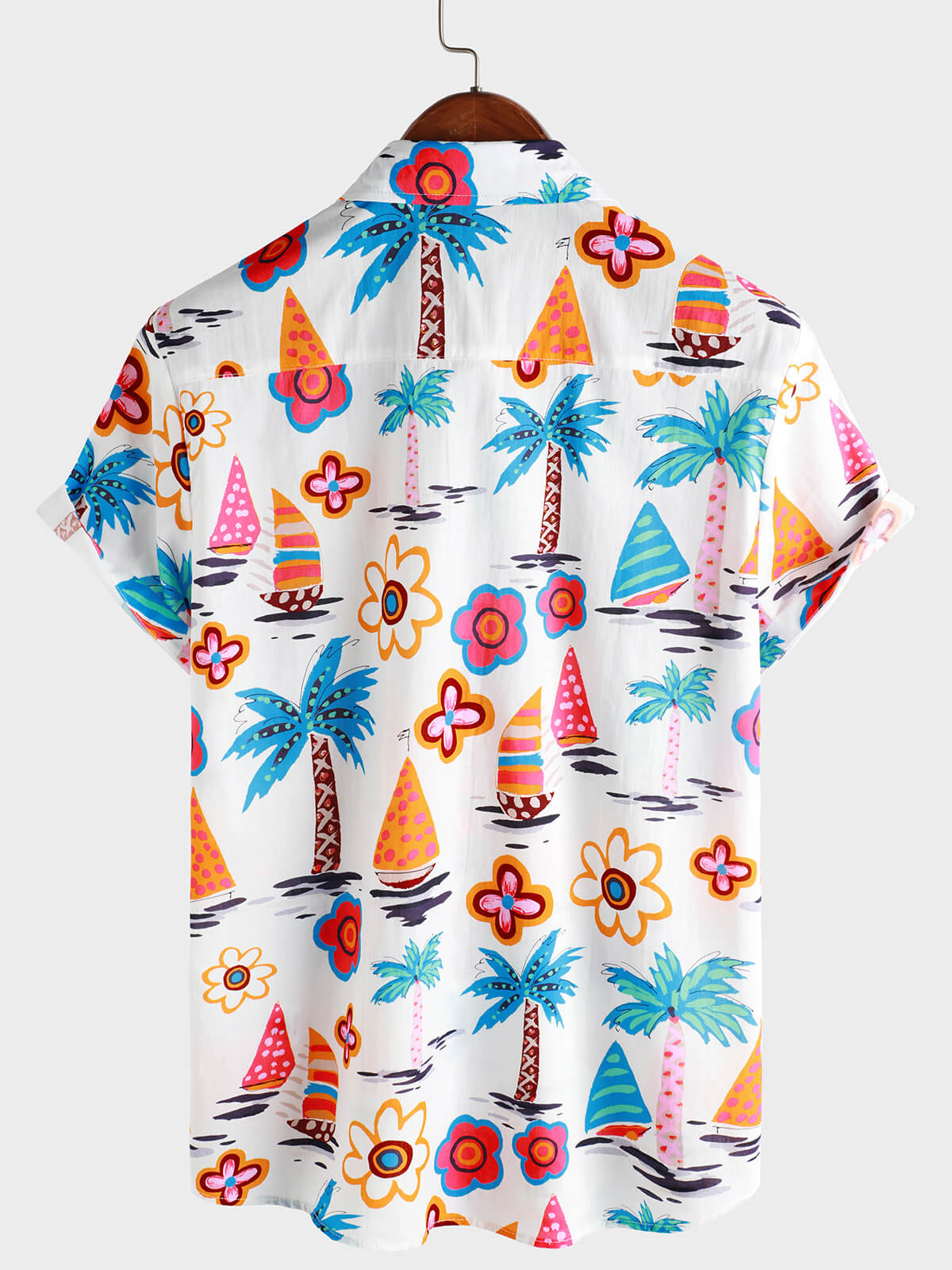 Camisa de algodón Tropical estampado Summer Hawaiian Button Up de manga corta para hombre