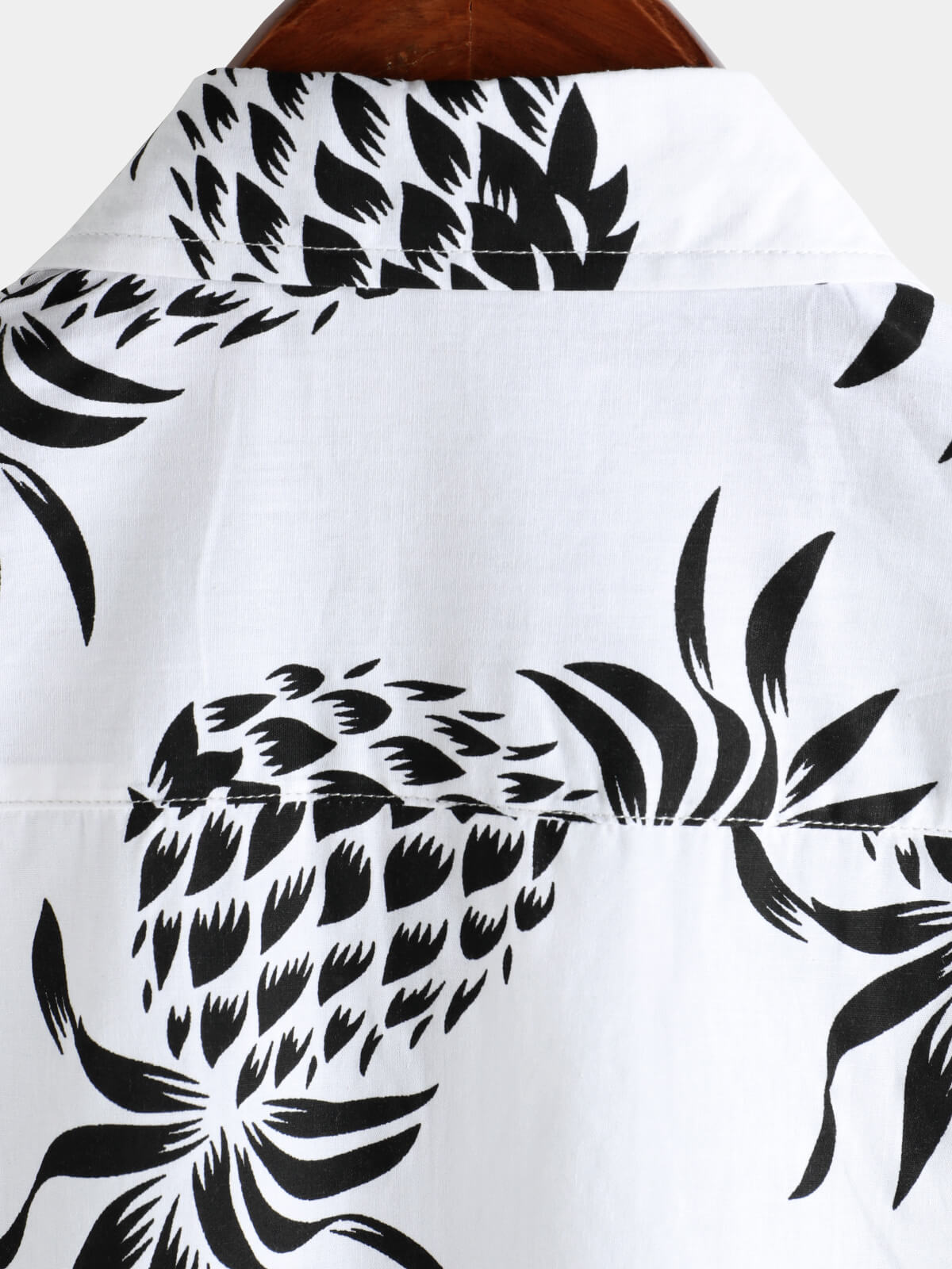 Camisa de algodón Pineapple estampado Summer Hawaiian Button Up de manga corta para hombre