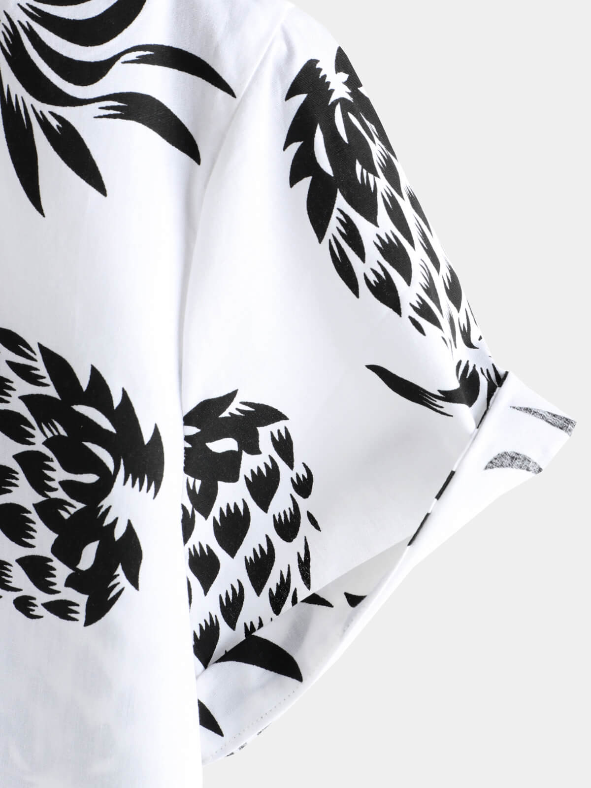 Camisa de algodón Pineapple estampado Summer Hawaiian Button Up de manga corta para hombre