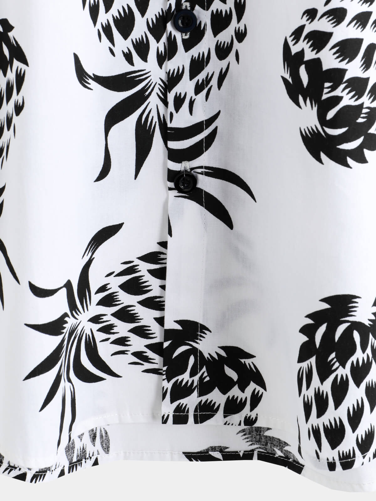 Camisa de algodón Pineapple estampado Summer Hawaiian Button Up de manga corta para hombre