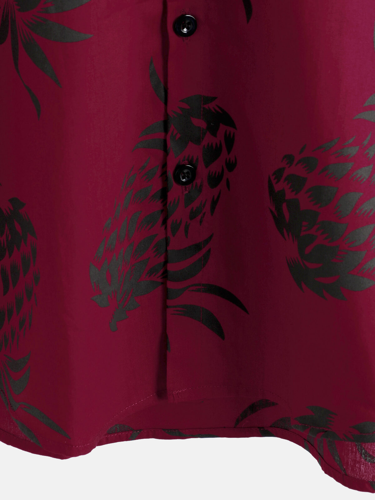 Camisa de algodón Pineapple estampado Red Summer Hawaiian Button Up de manga corta para hombre