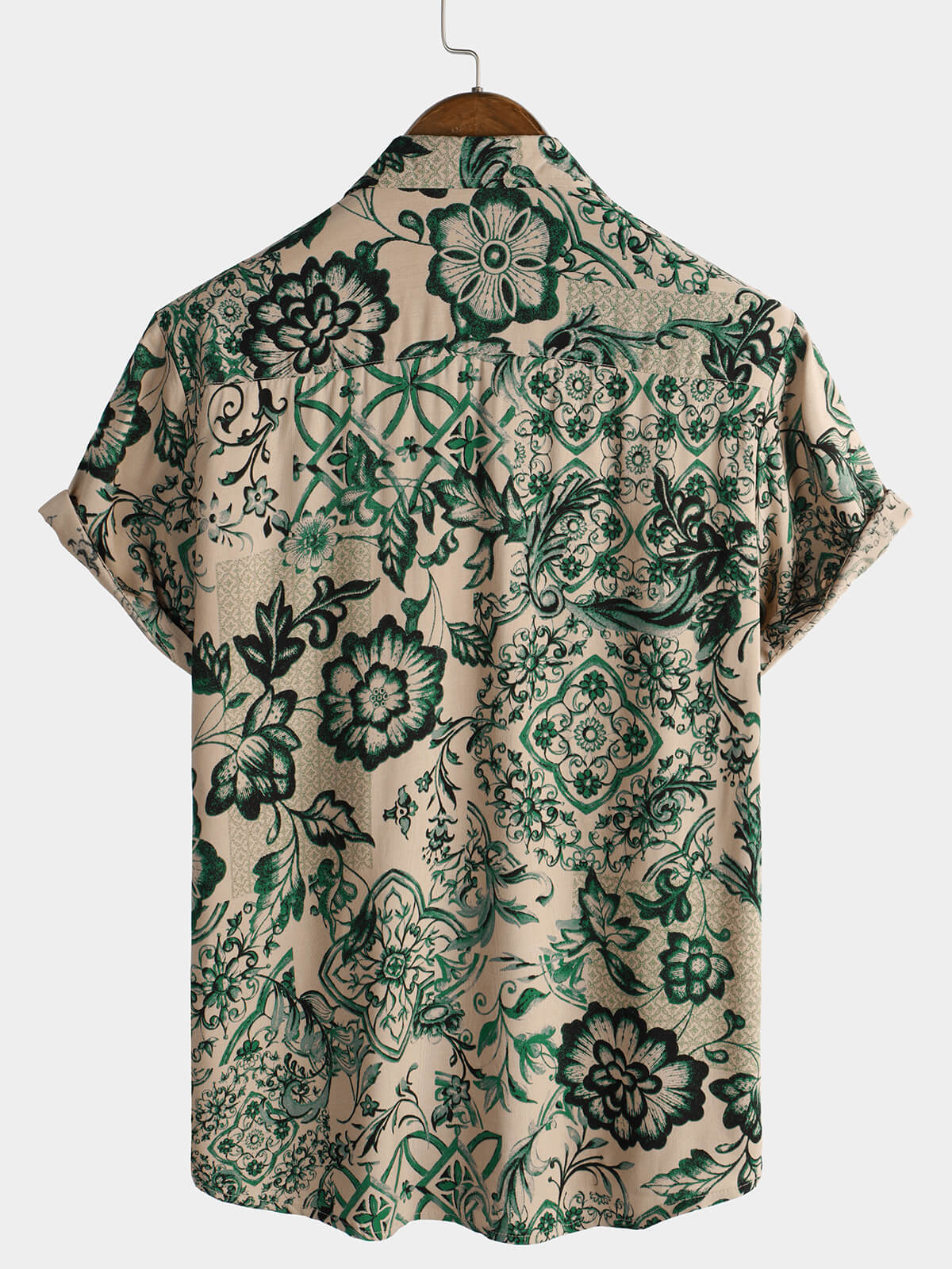 Camisa floral estampado vintage Holiday transpirable Hawaiian de manga corta para hombre