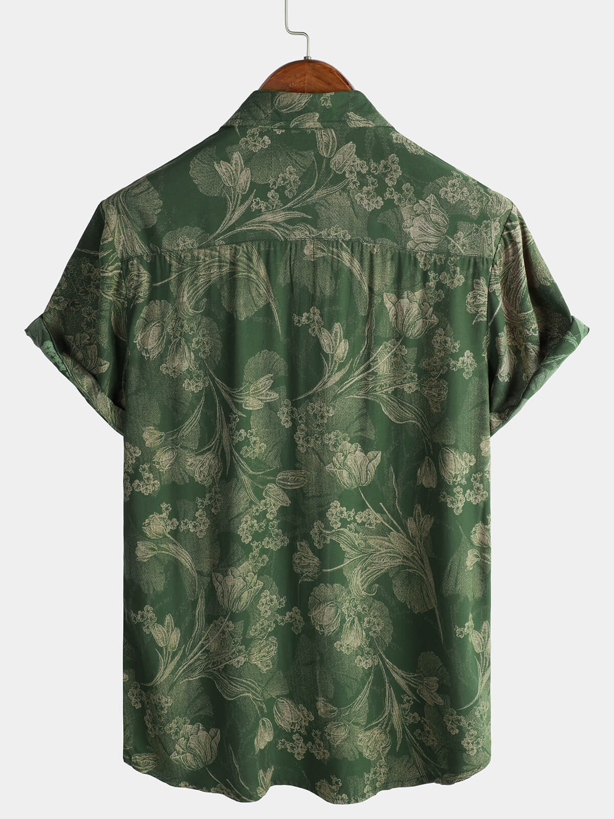 Camisa Green vintage Holiday transpirable Hawaiian de manga corta para hombre