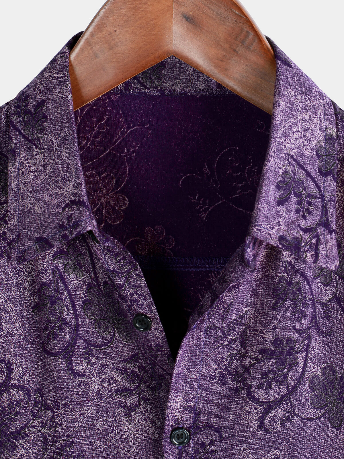 Camisa Purple vintage Holiday transpirable Hawaiian de manga corta para hombre