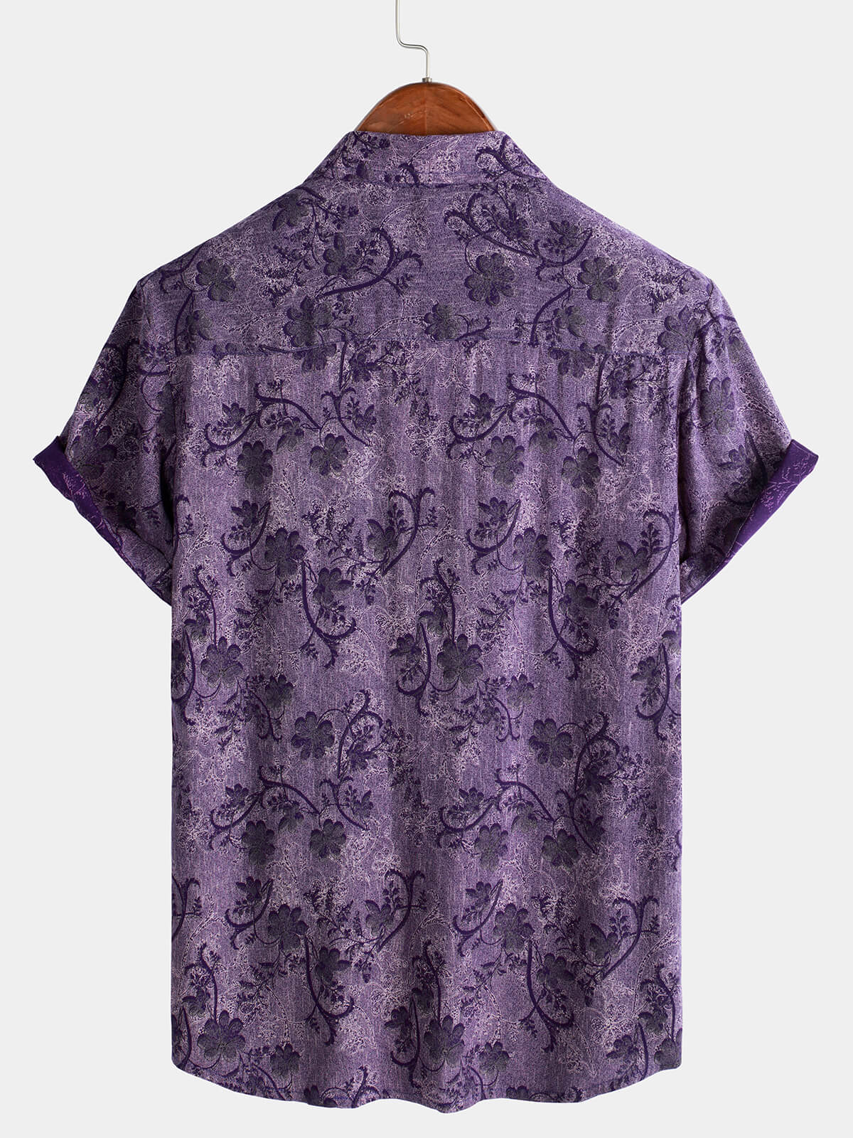 Camisa Purple vintage Holiday transpirable Hawaiian de manga corta para hombre