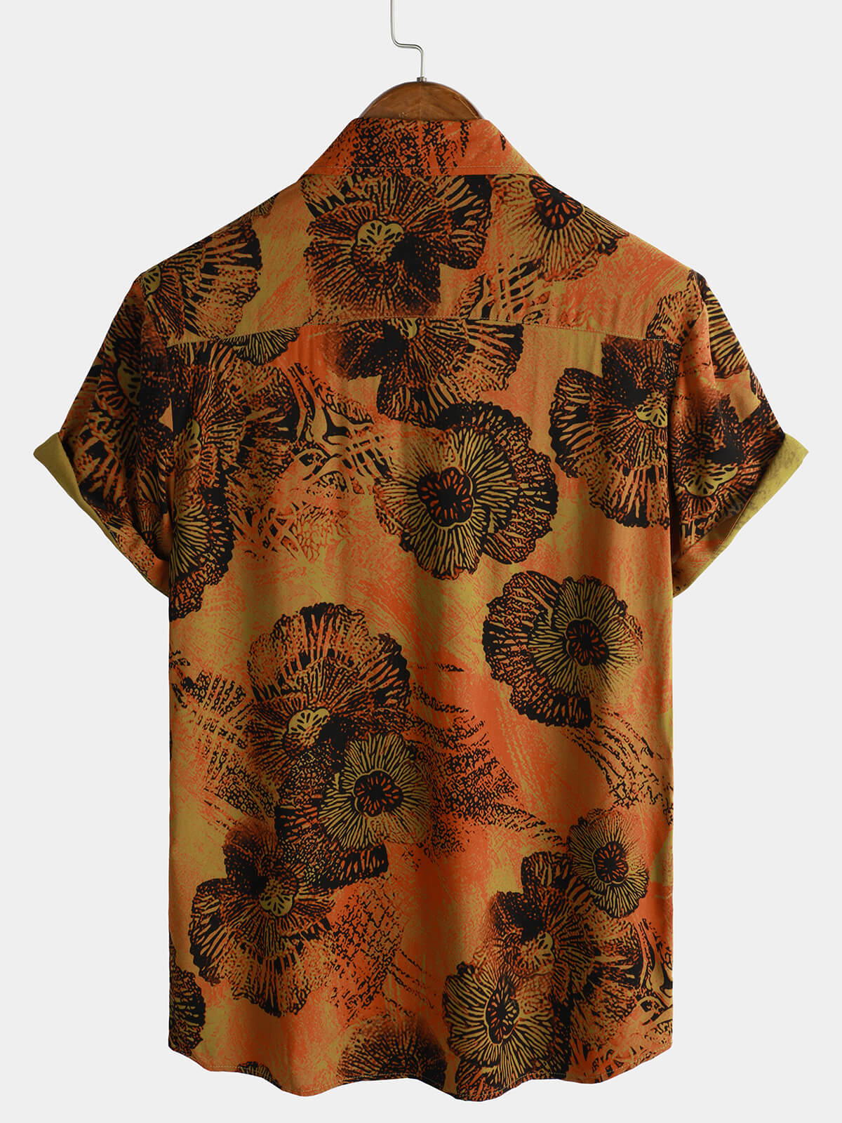 Camisa retro floral estampado Holiday transpirable Hawaiian de manga corta para hombre