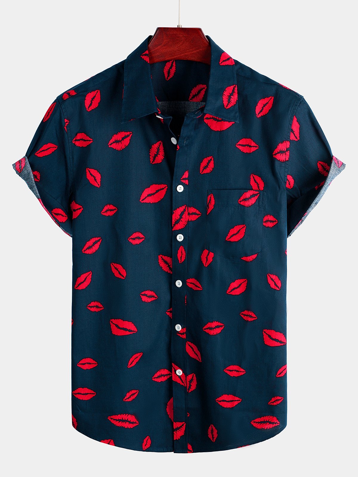 Camisa casual Holiday Pocket de manga corta para hombre