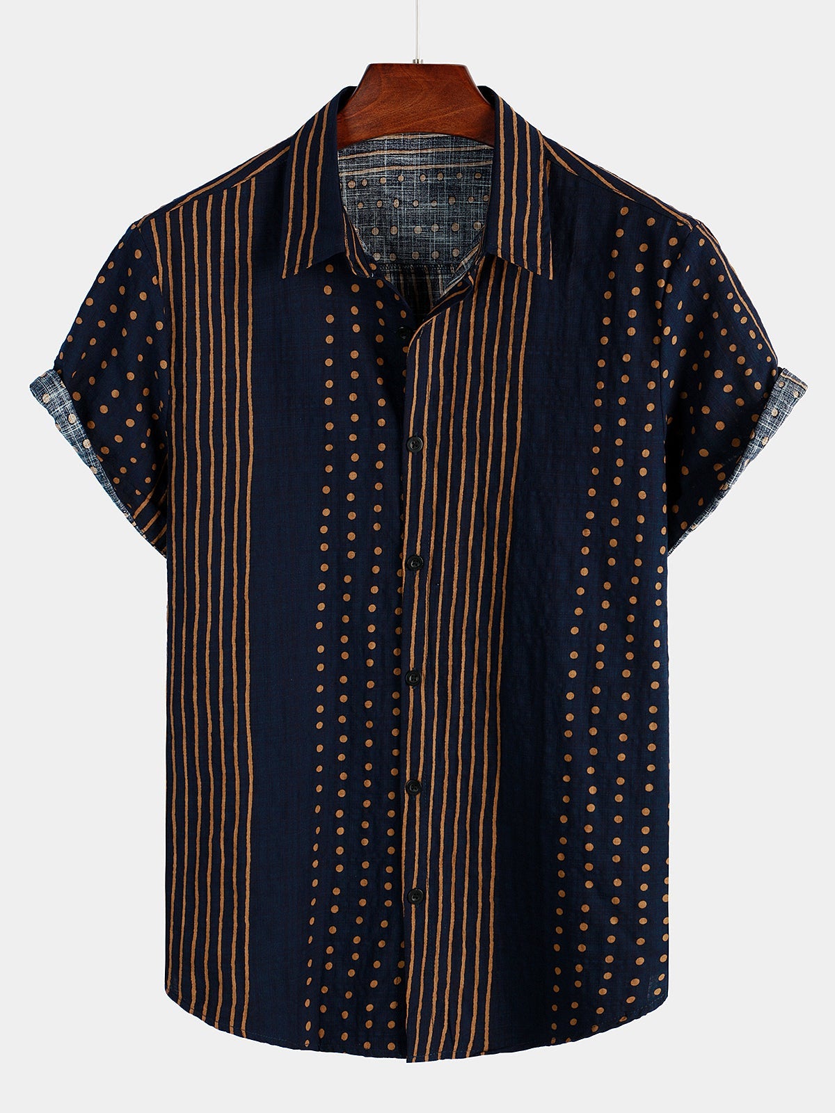 Camisa Men‘s Navy Blue rayas Summer de manga corta