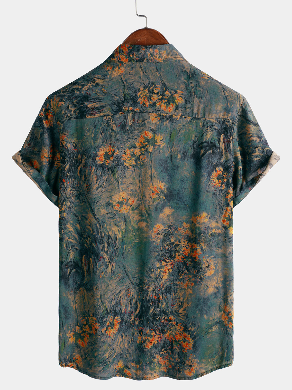 Camisa floral estampado vintage Holiday transpirable Hawaiian de manga corta para hombre