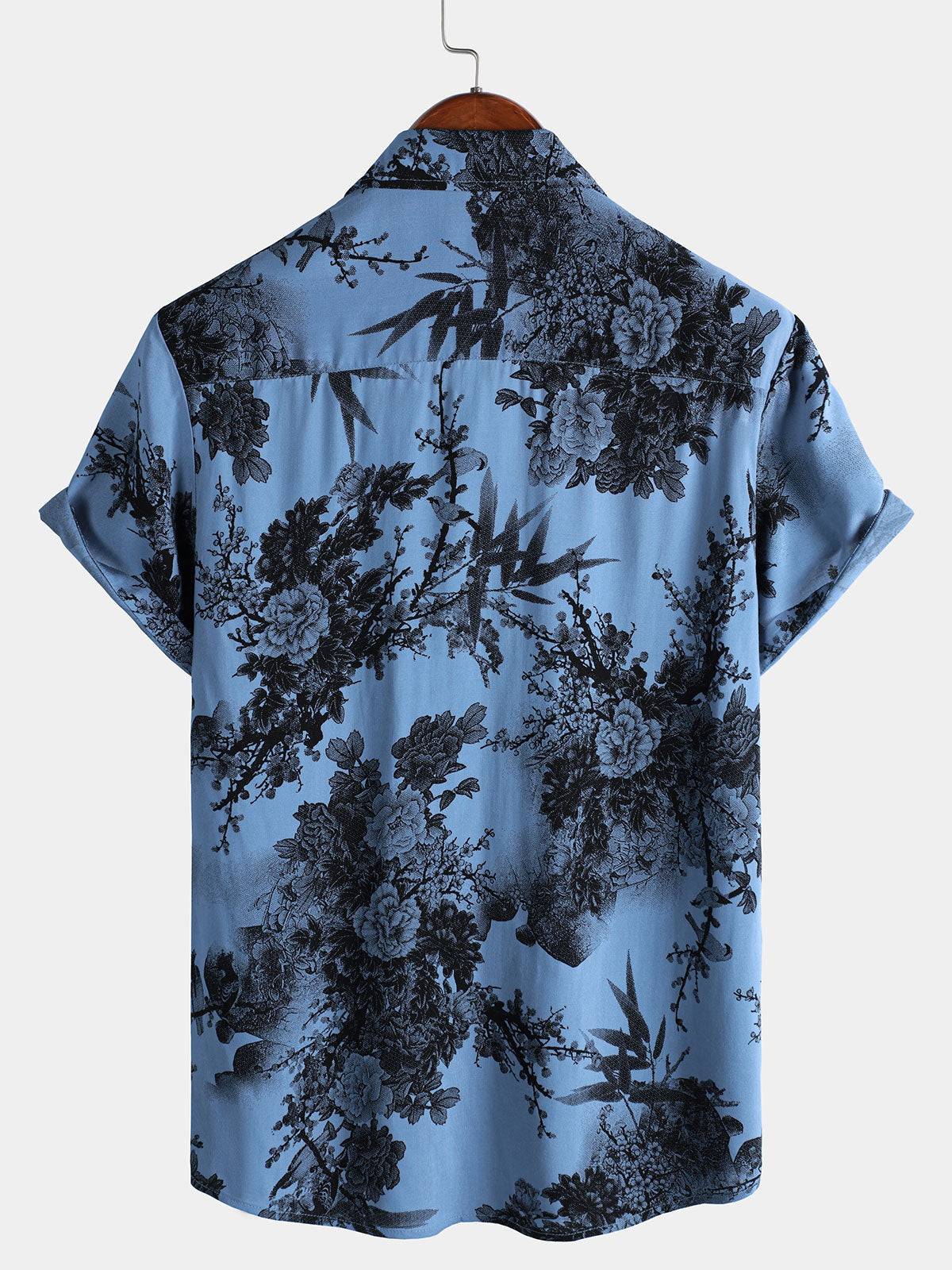 Camisa retro Holiday transpirable Flower Hawaiian de manga corta para hombre