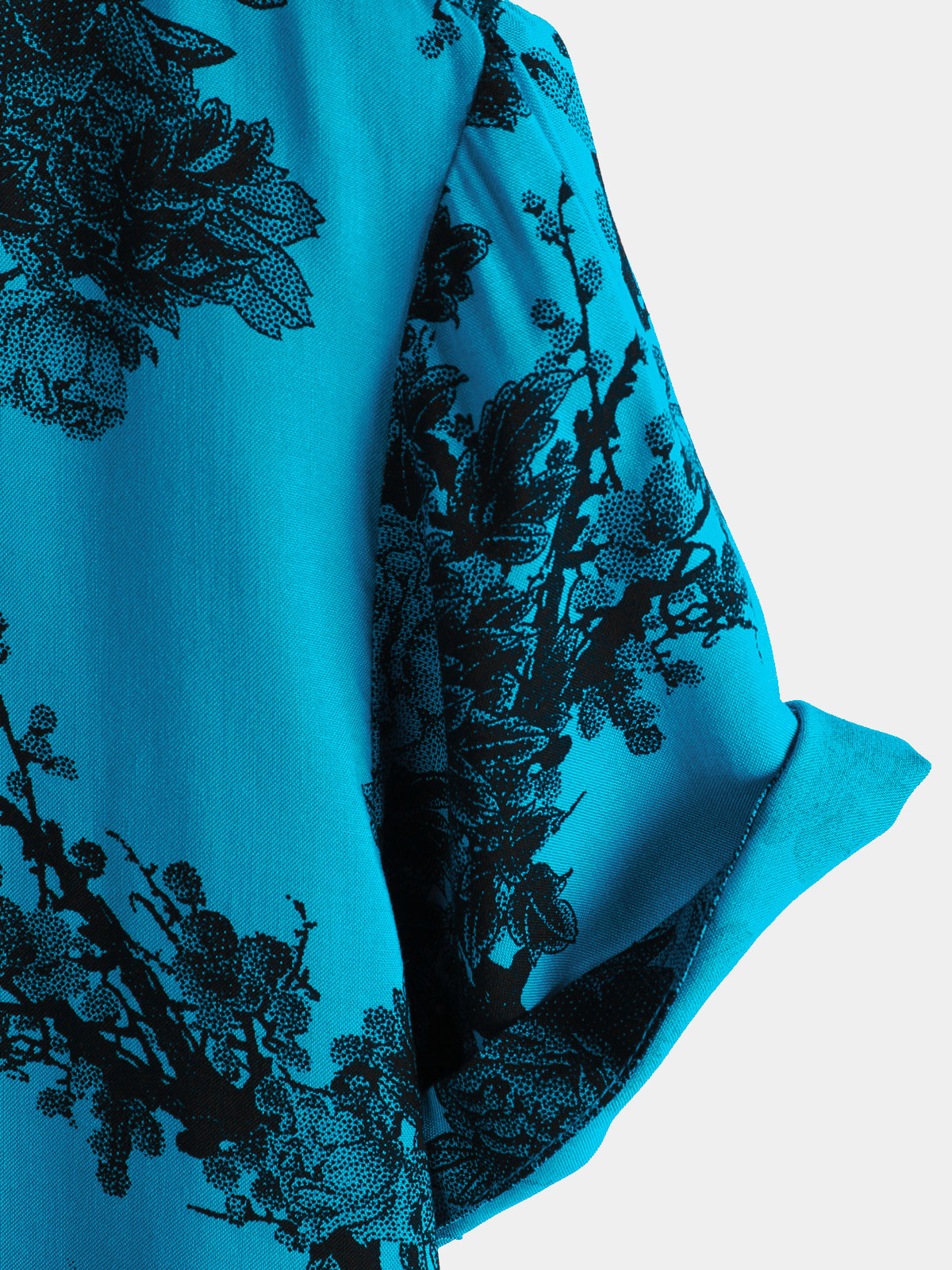 Camisa Blue retro Holiday transpirable Flower Hawaiian de manga corta para hombre