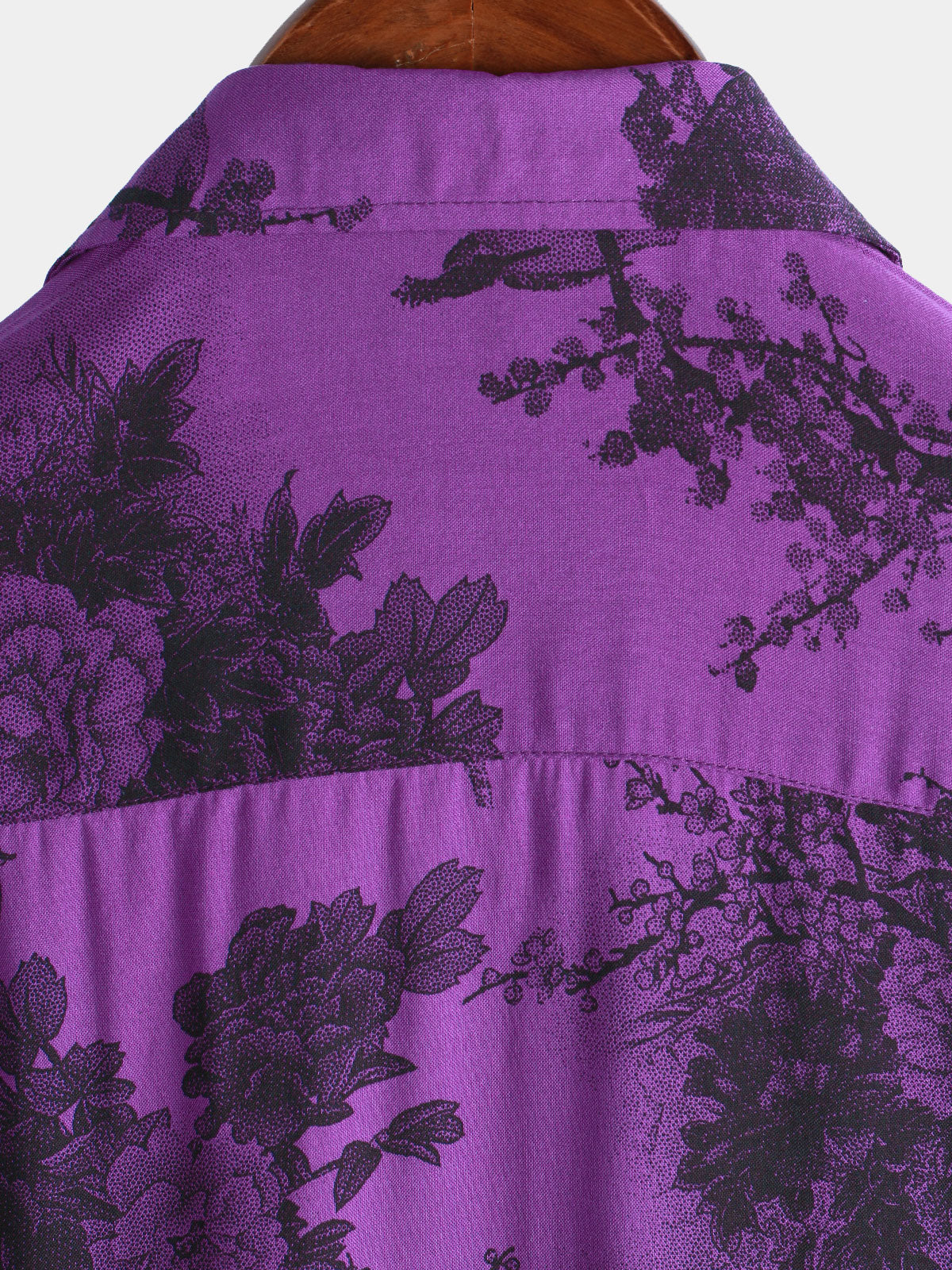 Camisa Purple retro Holiday transpirable Flower Hawaiian de manga corta para hombre
