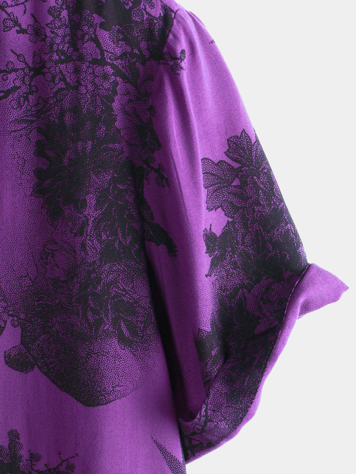 Camisa Purple retro Holiday transpirable Flower Hawaiian de manga corta para hombre