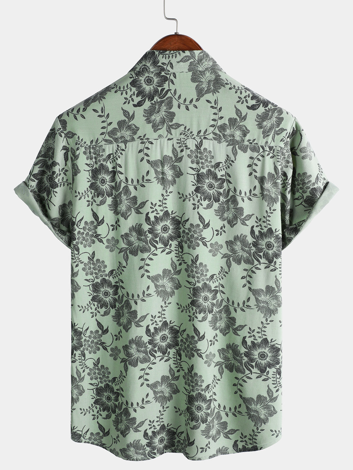 Camisa vintage floral estampado Holiday Hawaiian de manga corta para hombre