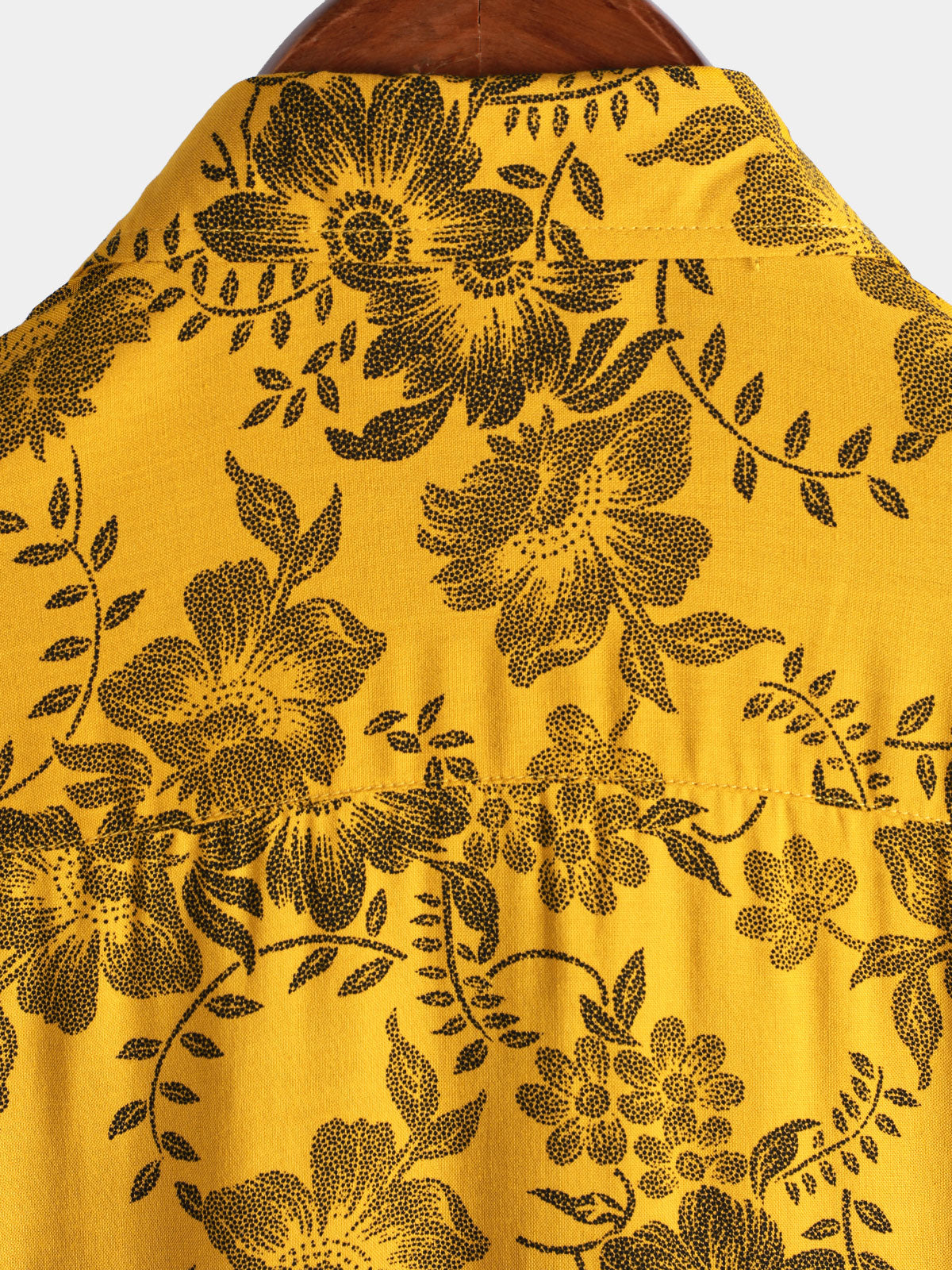 Camisa Yellow vintage floral estampado Holiday Hawaiian de manga corta para hombre