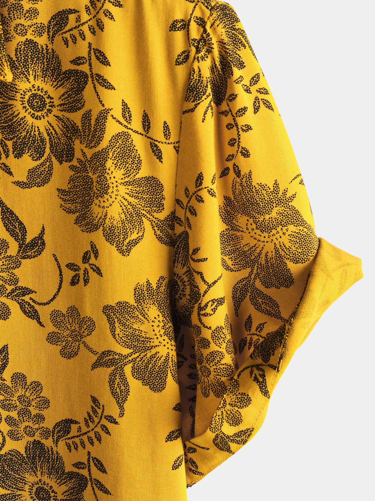 Camisa Yellow vintage floral estampado Holiday Hawaiian de manga corta para hombre