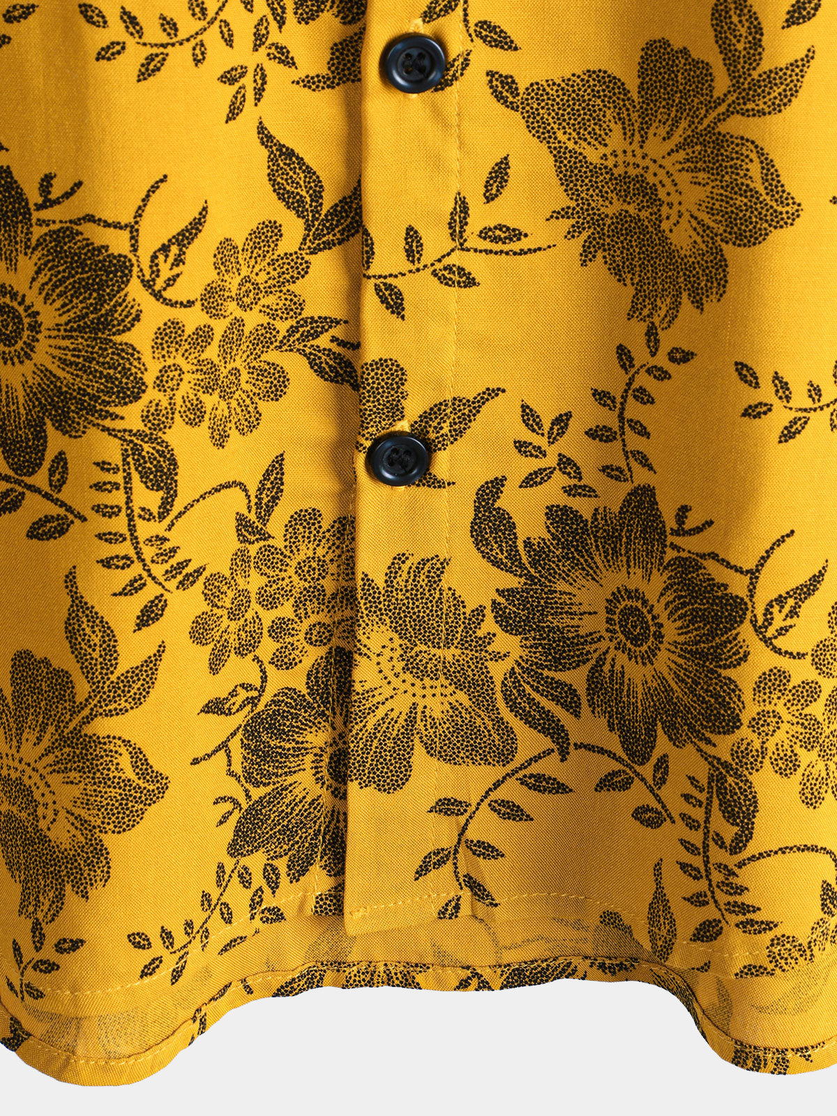 Camisa Yellow vintage floral estampado Holiday Hawaiian de manga corta para hombre