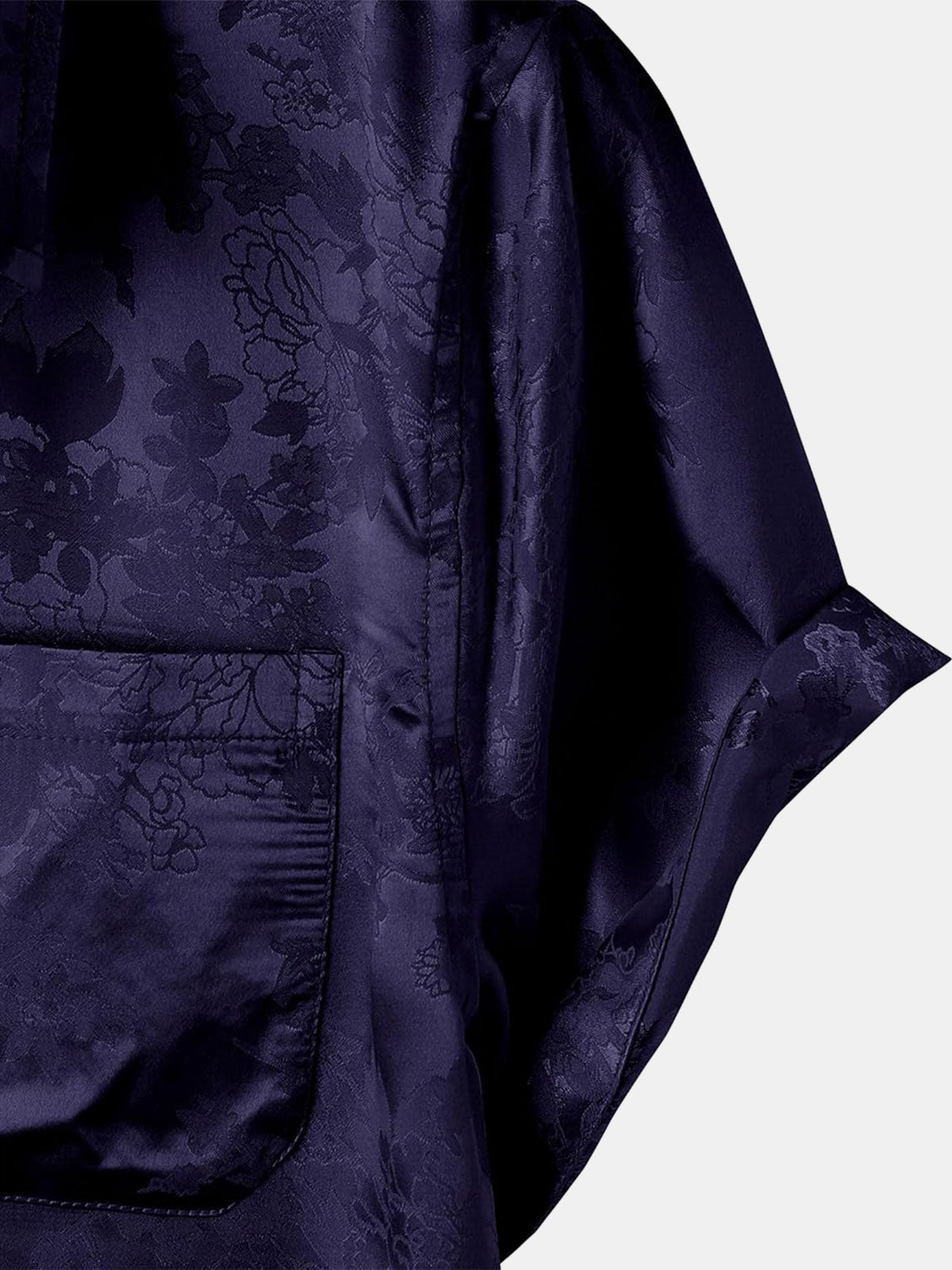 Camisa floral Jacquard Pocket Silky Satin de manga corta para hombre