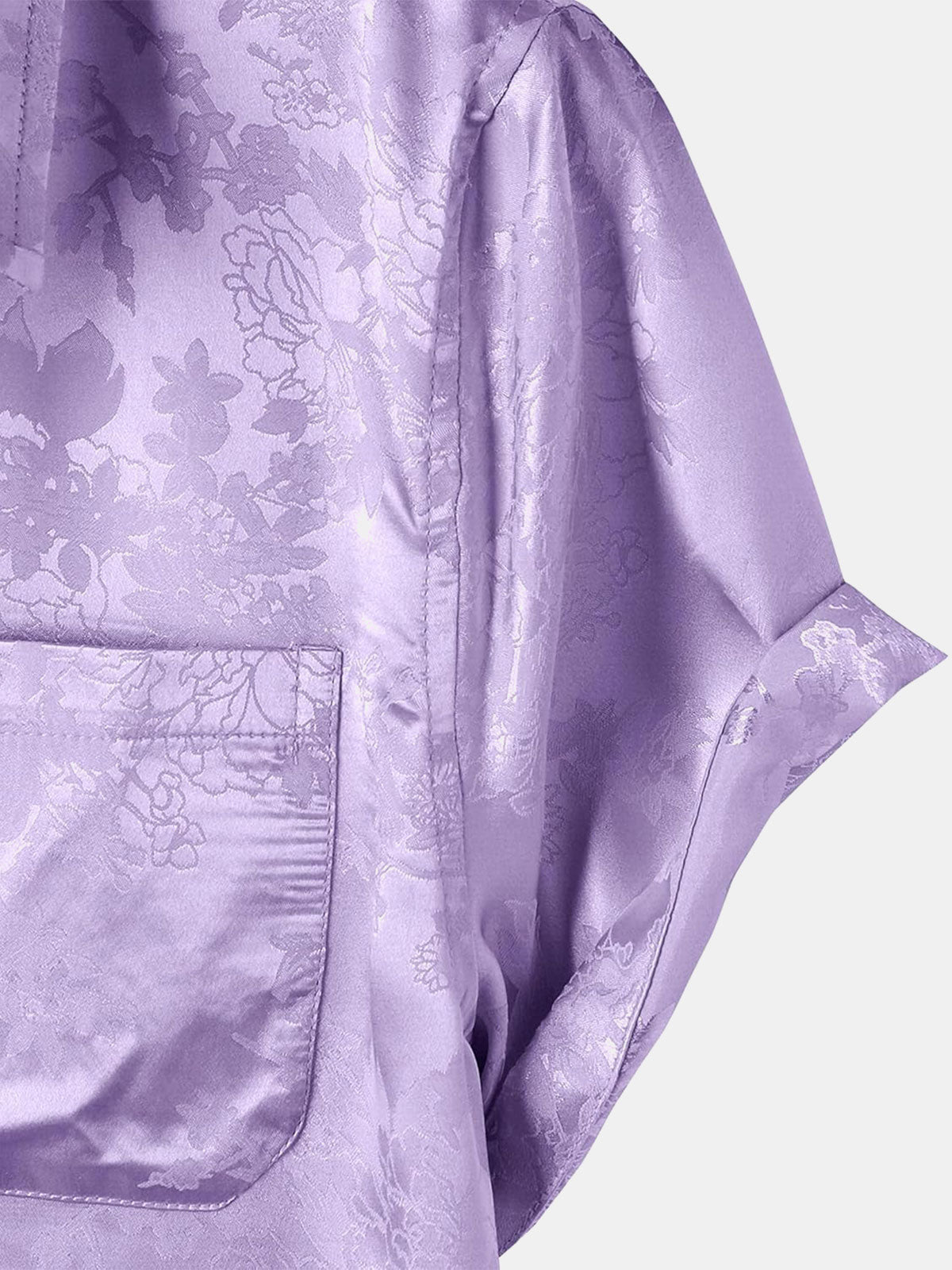 Camisa floral Jacquard Pocket Silky Satin de manga corta para hombre