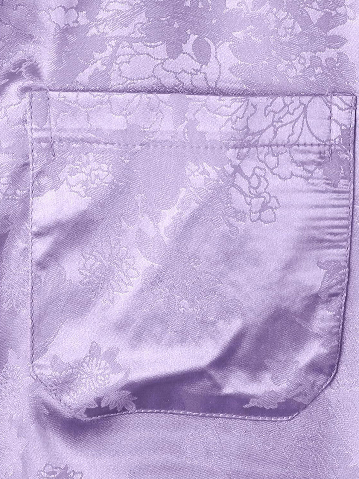 Camisa floral Jacquard Pocket Silky Satin de manga corta para hombre