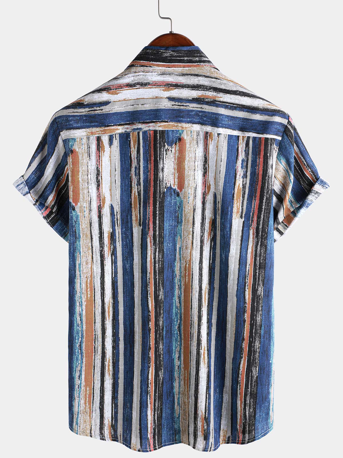 Camisa Hawaiian a rayas de manga corta Summer para hombre