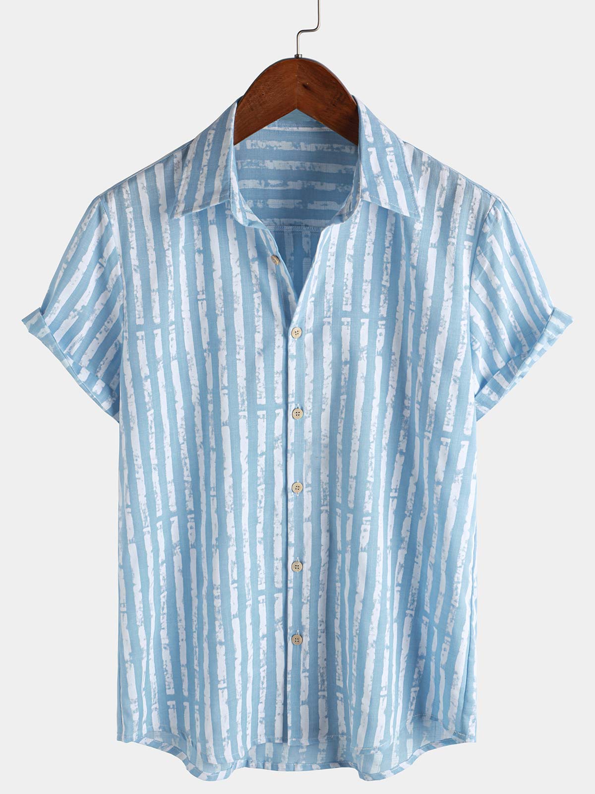 Camisa Hawaiian casual a rayas de manga corta Summer para hombre