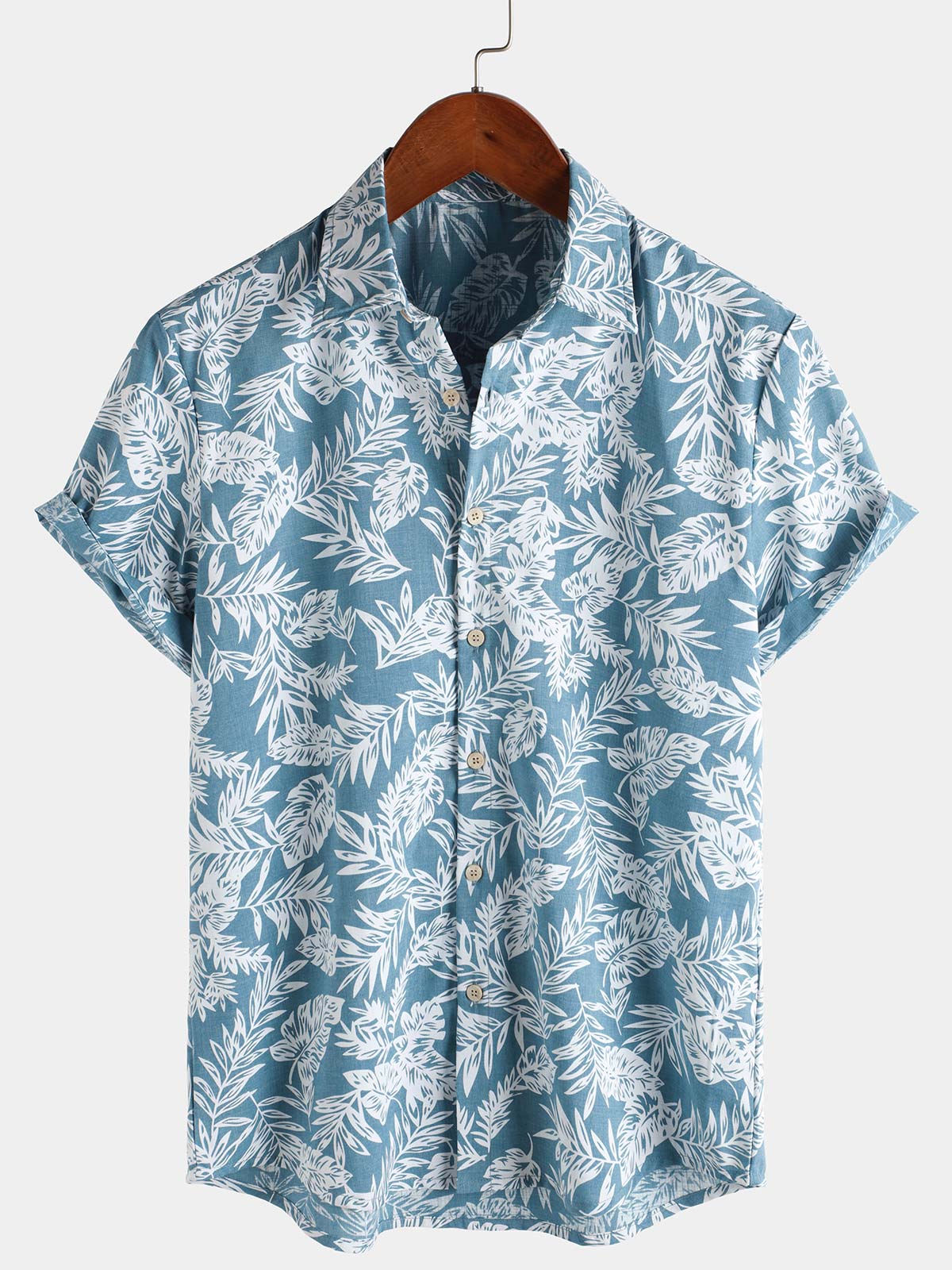 Camisa Blue Tropical de manga corta Summer Hawaiian para hombre