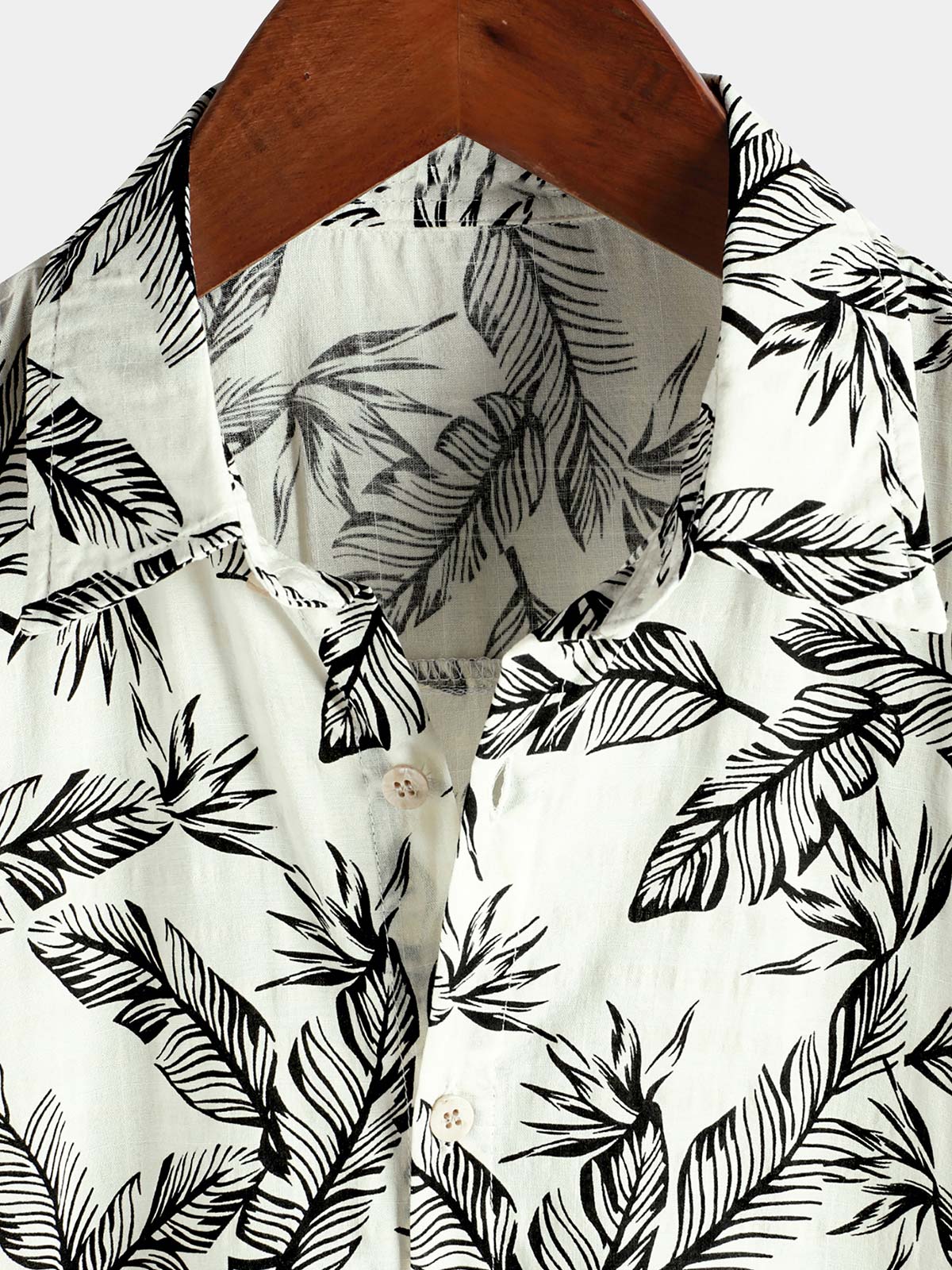 Camisa Tropical Black Leaf de manga corta Summer Hawaiian para hombre