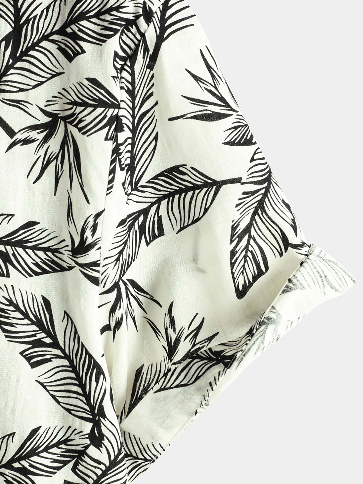 Camisa Tropical Black Leaf de manga corta Summer Hawaiian para hombre