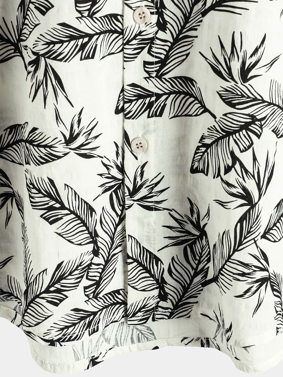 Camisa Tropical Black Leaf de manga corta Summer Hawaiian para hombre