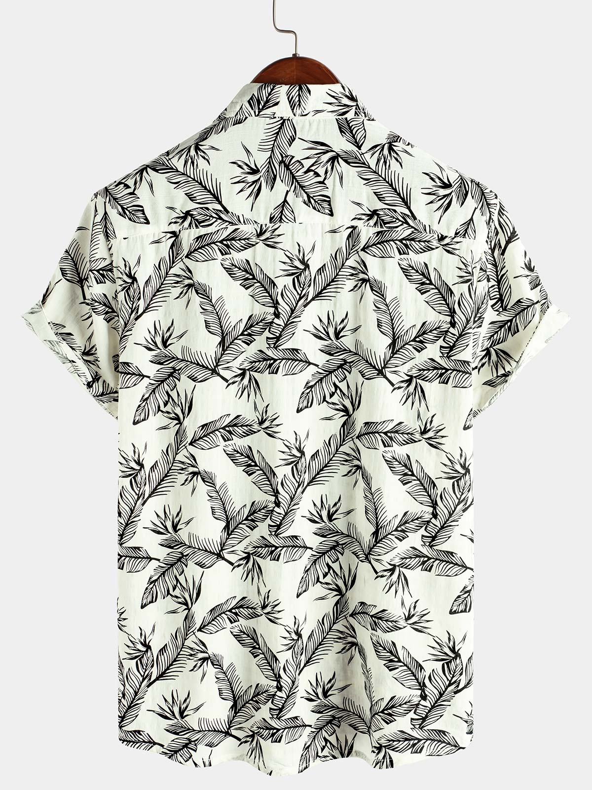Camisa Tropical Black Leaf de manga corta Summer Hawaiian para hombre