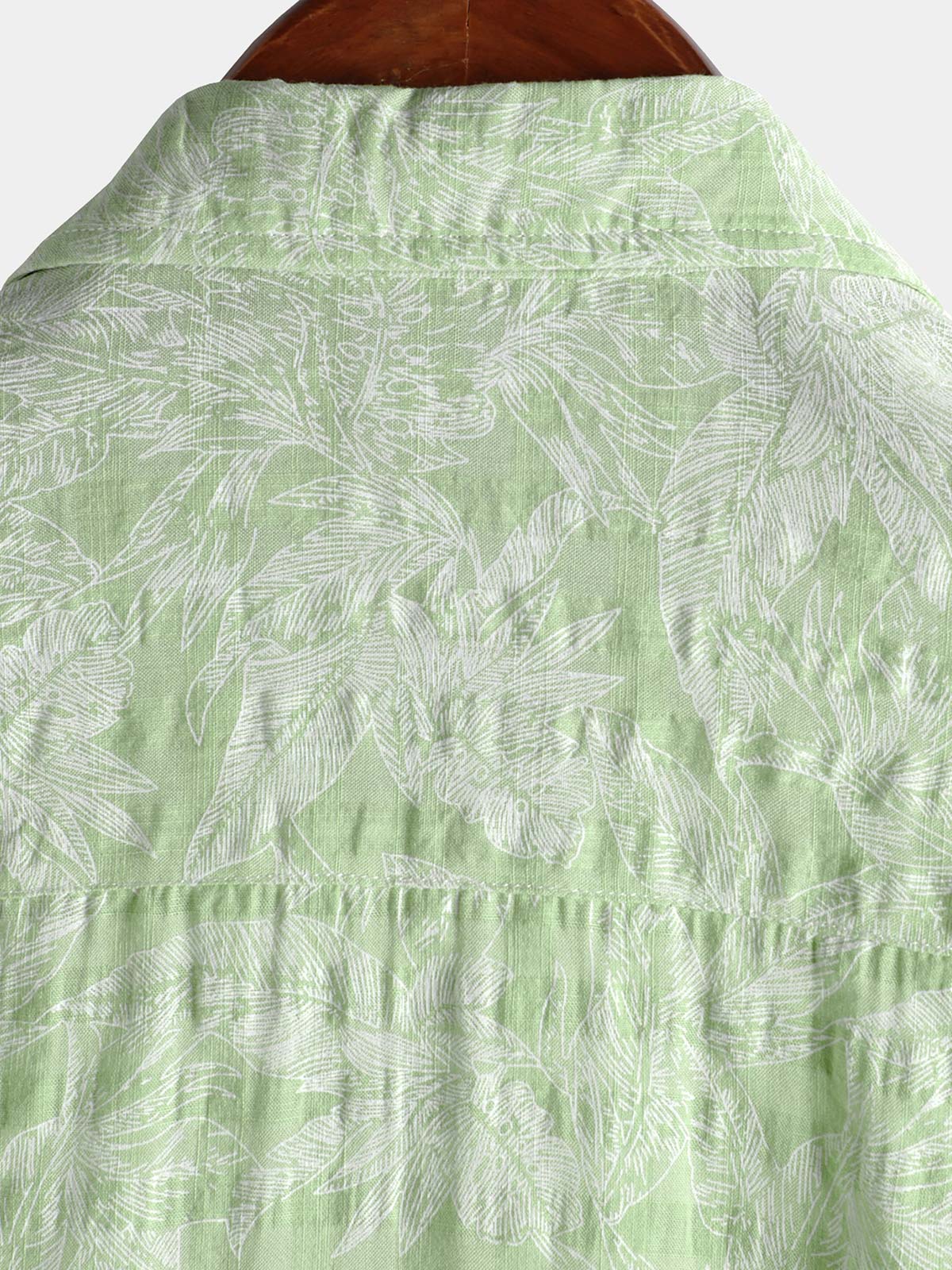 Camisa Tropical Green Leaf de manga corta Summer Hawaiian para hombre