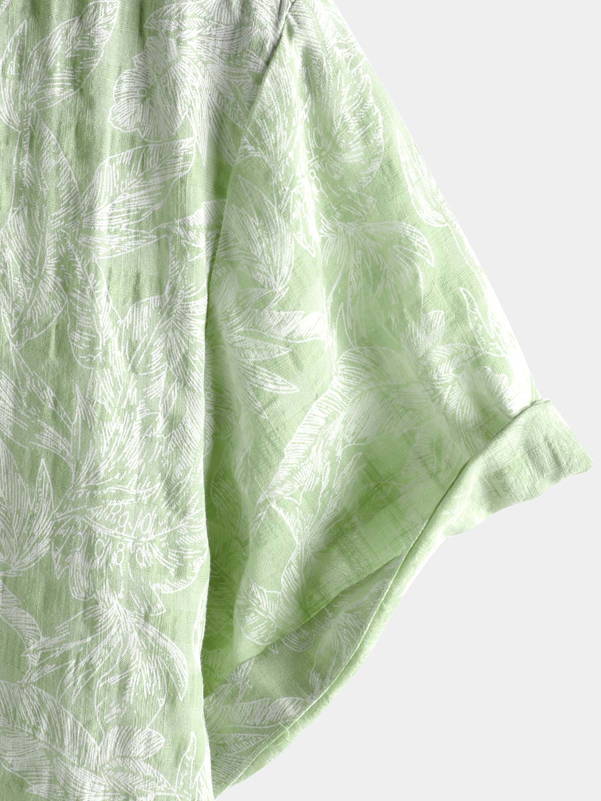 Camisa Tropical Green Leaf de manga corta Summer Hawaiian para hombre