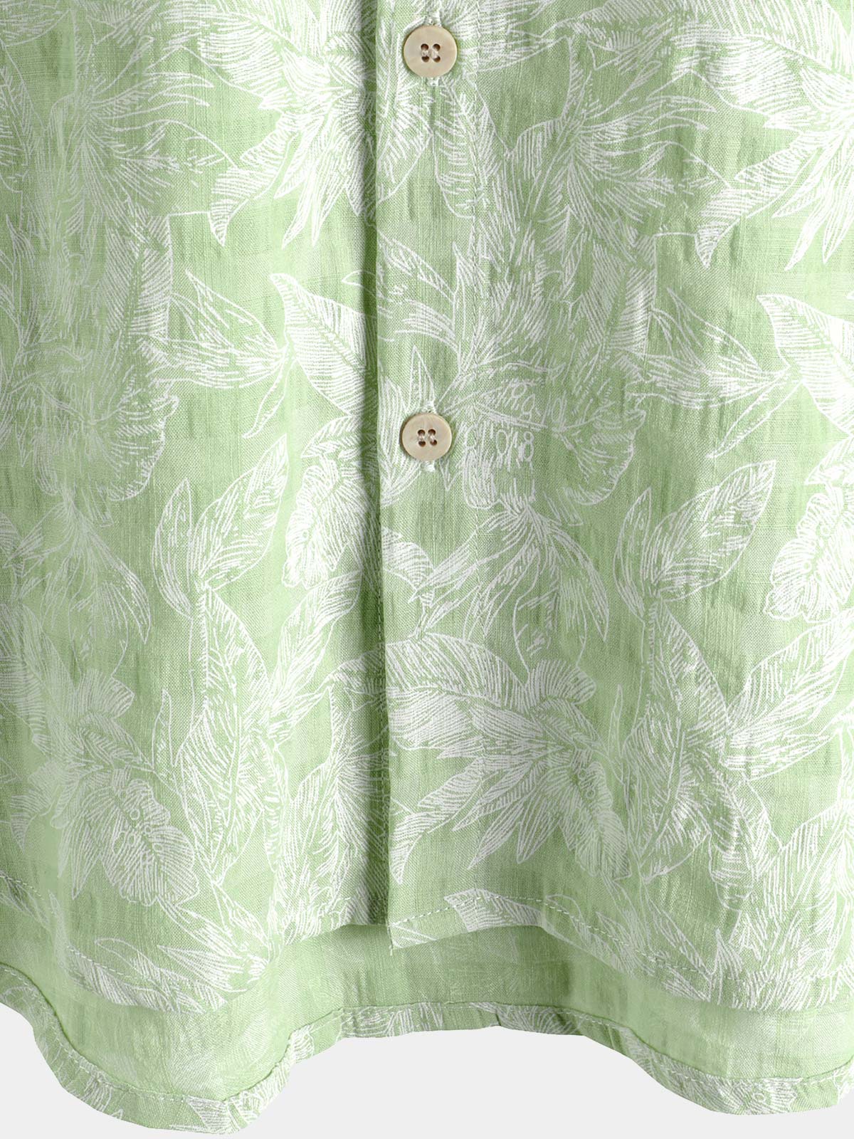 Camisa Tropical Green Leaf de manga corta Summer Hawaiian para hombre