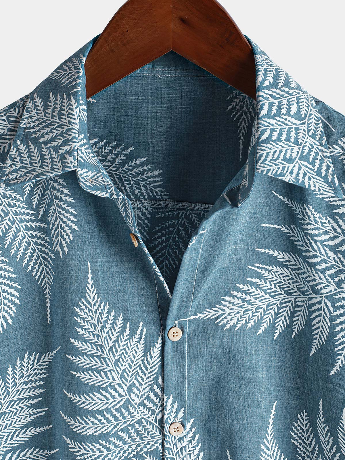 Camisa Tropical Blue Button Up de manga corta Summer para hombre