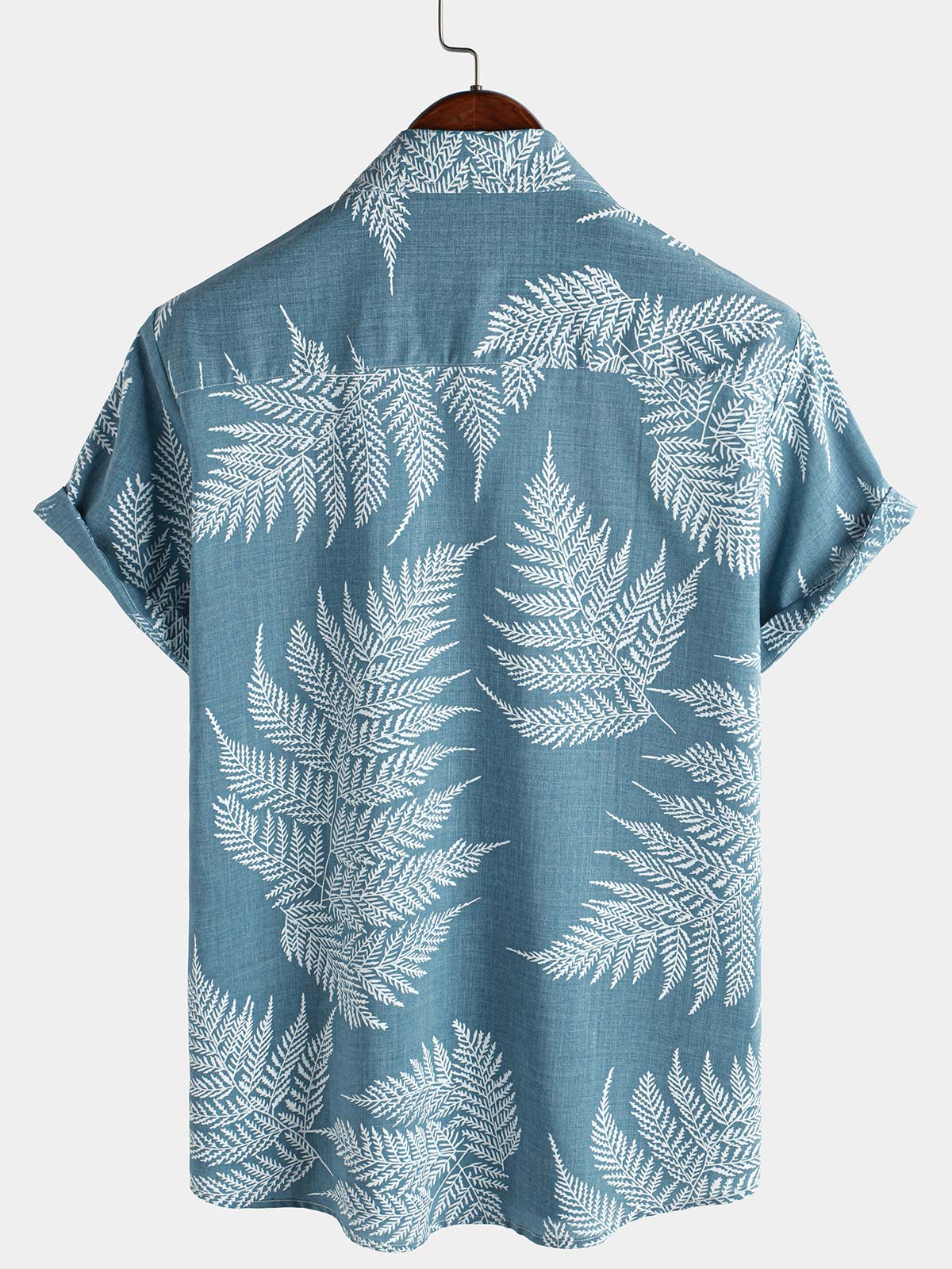 Camisa Tropical Blue Button Up de manga corta Summer para hombre