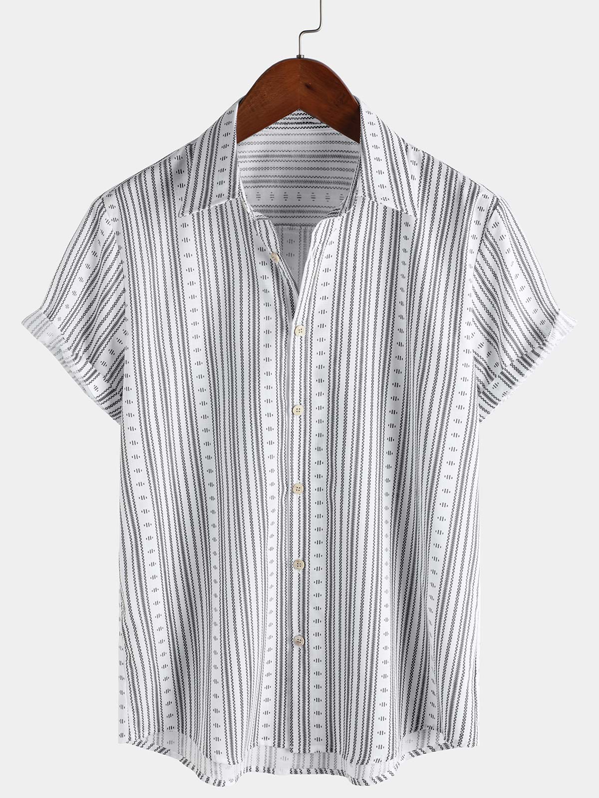 Camisa casual a rayas de manga corta Summer Button Up para hombre