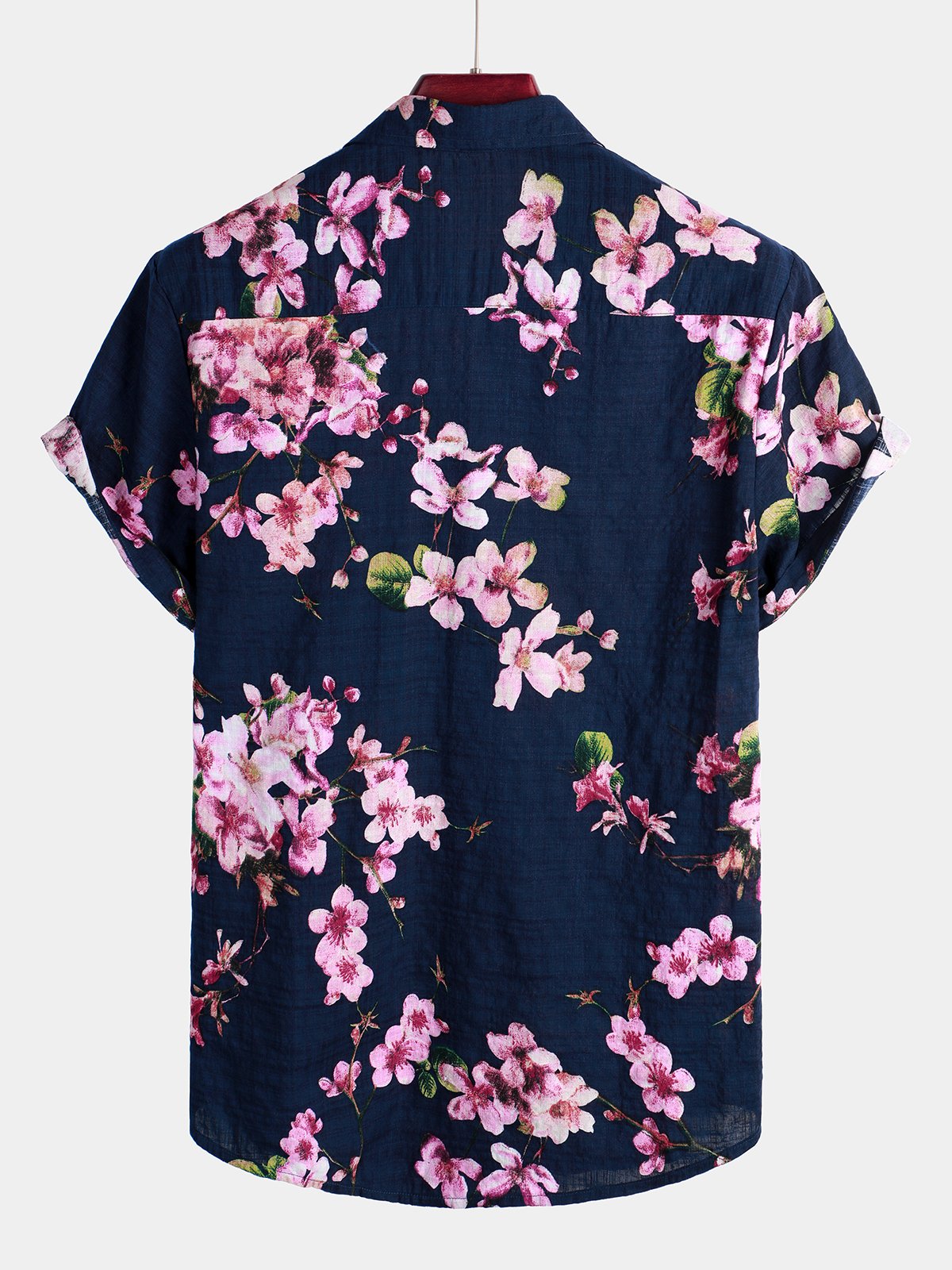 Camisa Flower estampado de algodón floral Hawaiian Button Up de manga corta para hombre