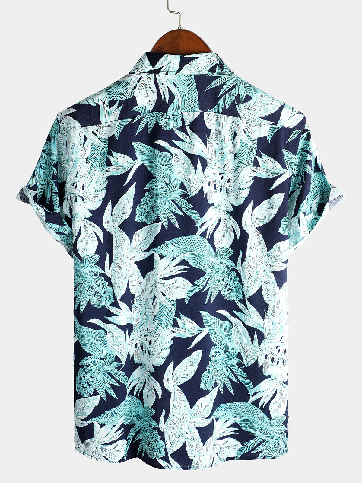 Camisa Tropical Leaf estampado Pocket de manga corta para hombre
