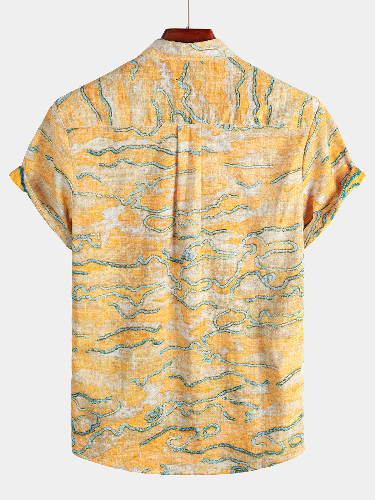 Camisa Holiday Yellow Pocket de manga corta para hombre