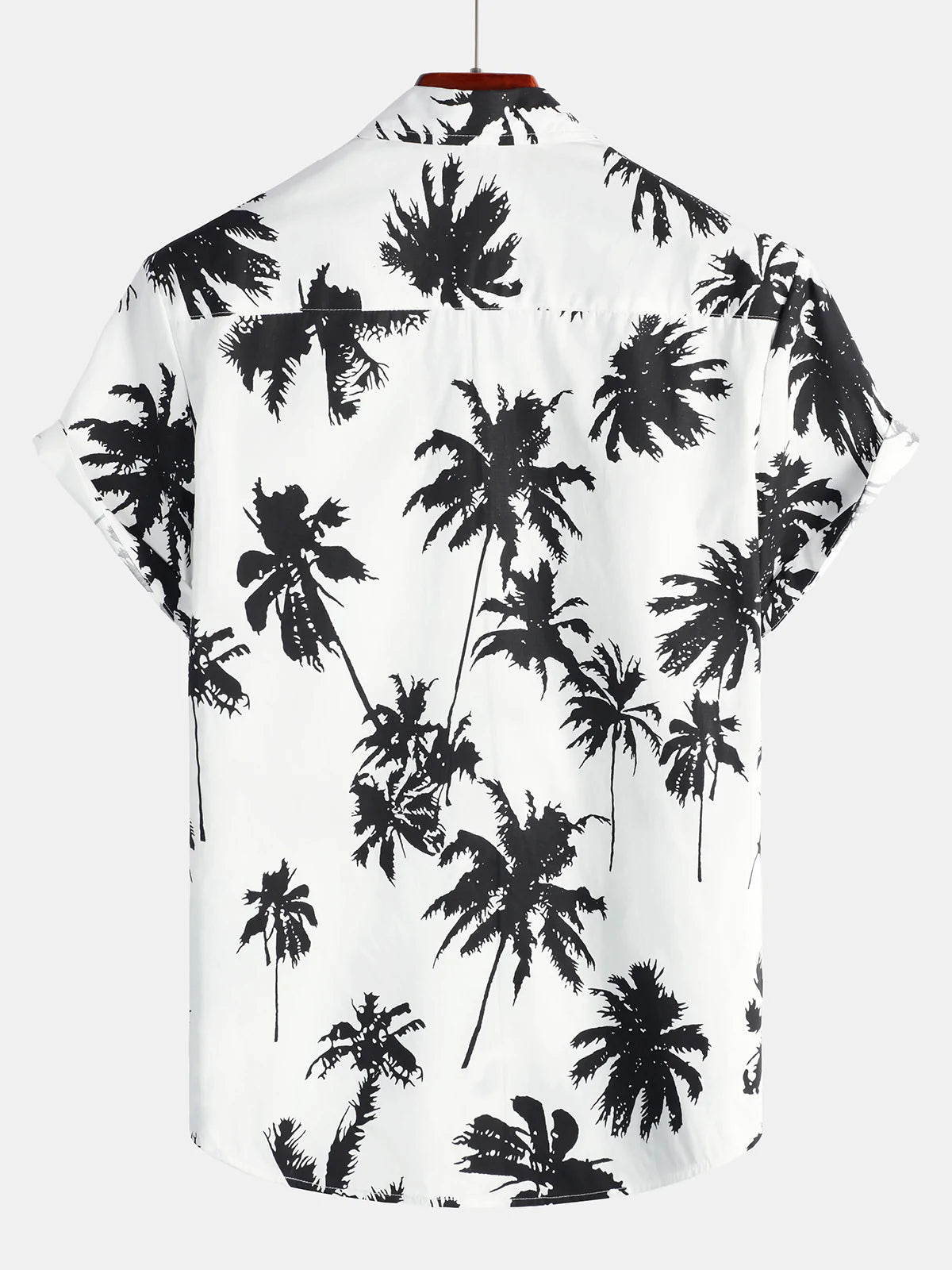 Camisa Tropical Palm Tree estampado de algodón White Hawaiian de manga corta Summer Beach Cruise Camp para hombre