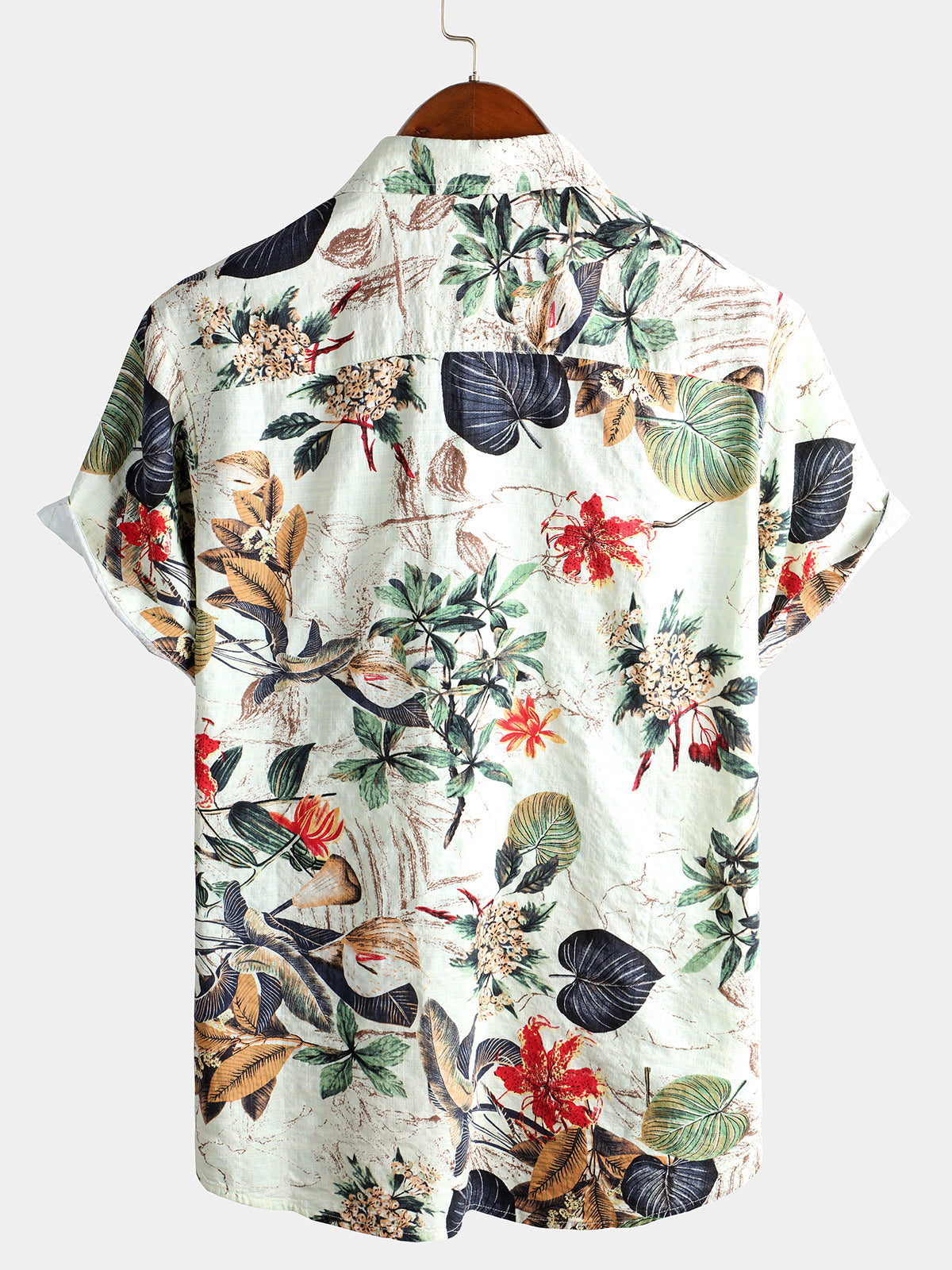 Camisa Flower de algodón Tropical floral Summer Button Up Hawaiian para hombre