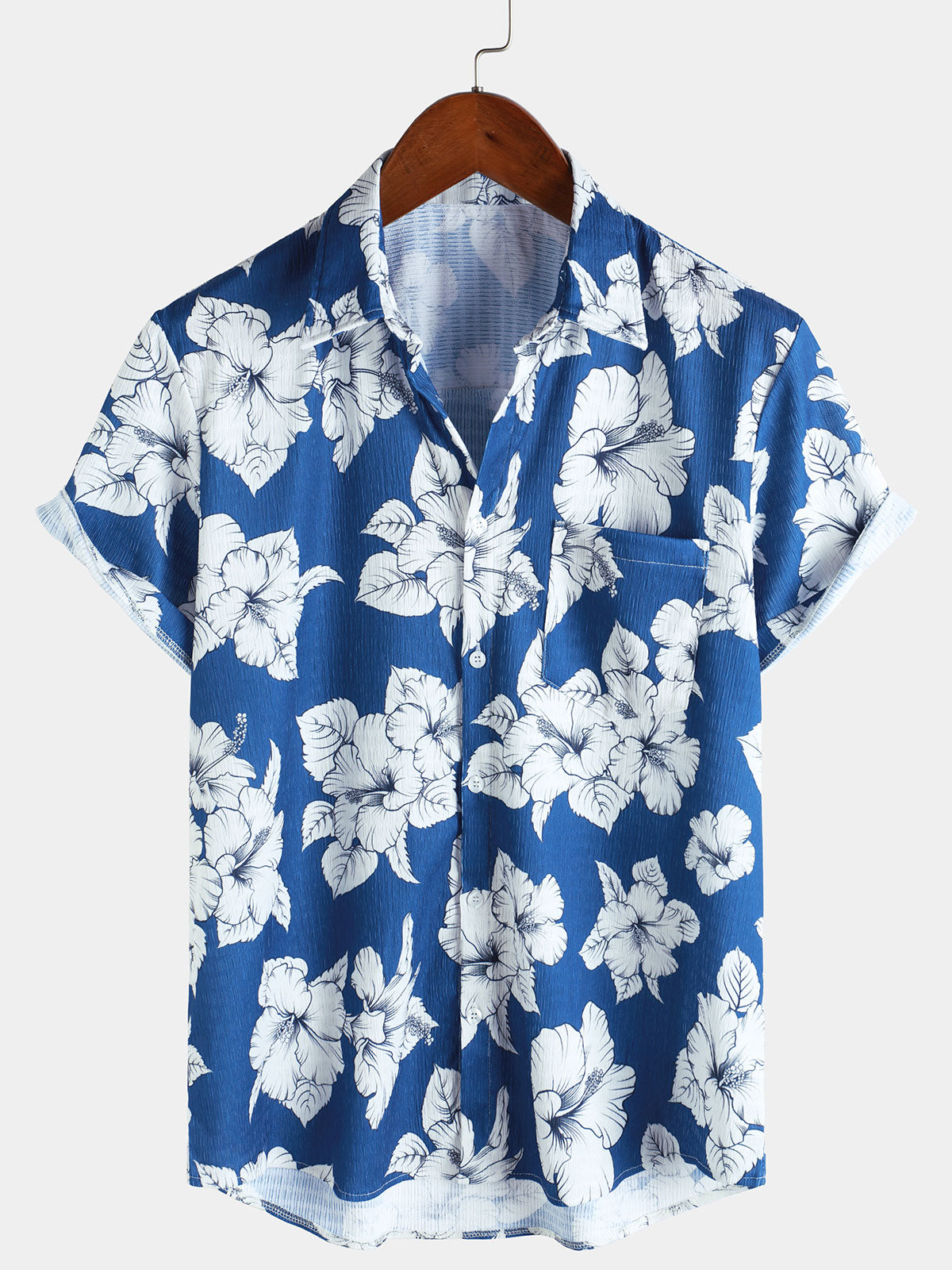 Camisa Tropical floral estampado Hawaiian de manga corta para hombre