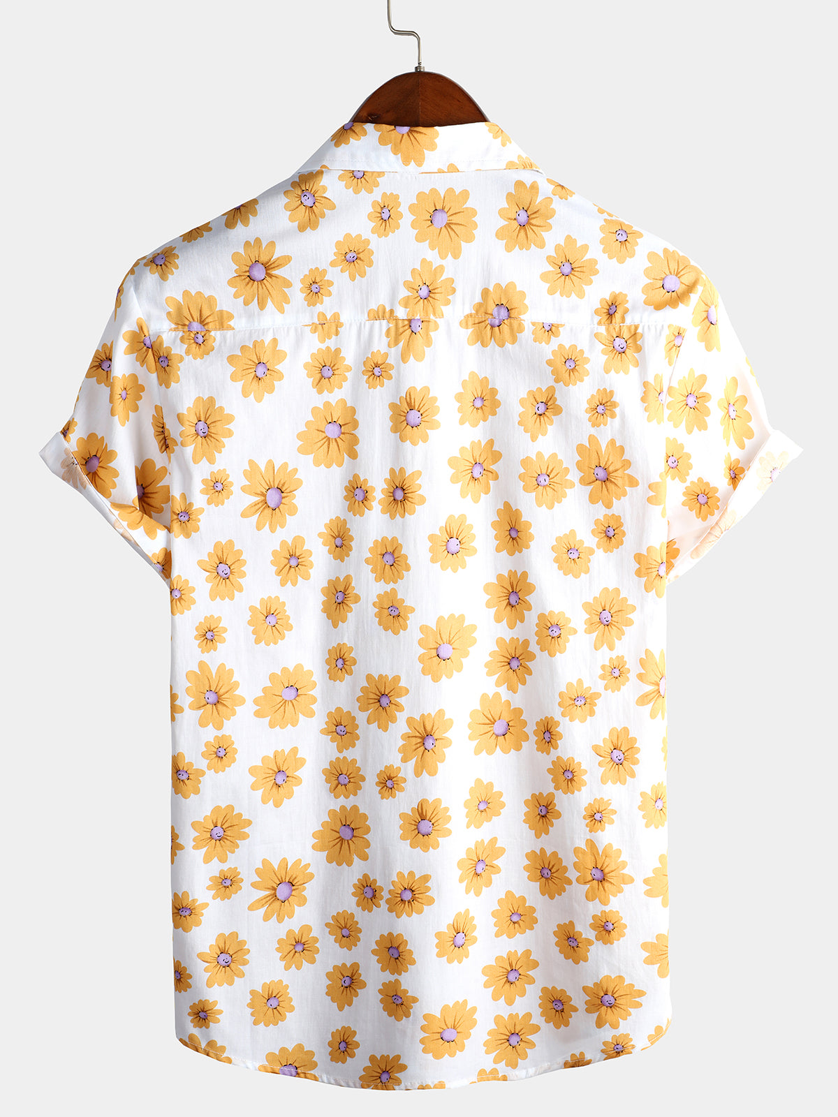 Camisa Yellow Daisy Hawaiian de manga corta para hombre